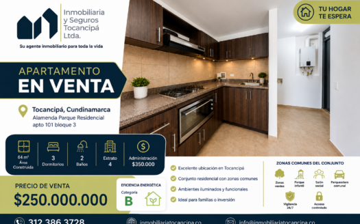 Apartamento en venta Tocancipá | Alameda Parque Residencial | 64 m²